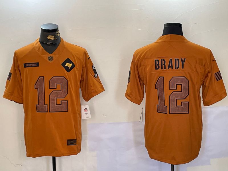 Men Tampa Bay Buccaneers #12 Brady Orange Nike Arctic 2024 Salute to Service Limited NFL Jersey